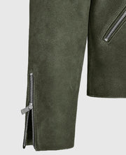 Women's Olive Suede Moto Leather Jacket