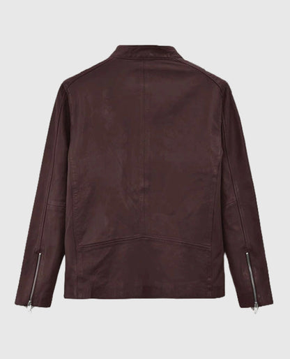 Men's Motorad Burgundy Biker Leather Jacket