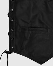 Men's Casual Black Laced Leather Vest