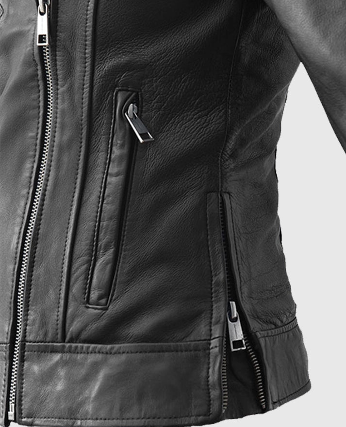 Karen Gillan Black Leather Jacket