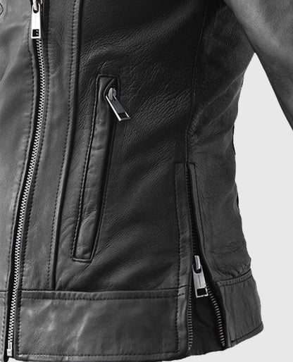 Karen Gillan Black Leather Jacket
