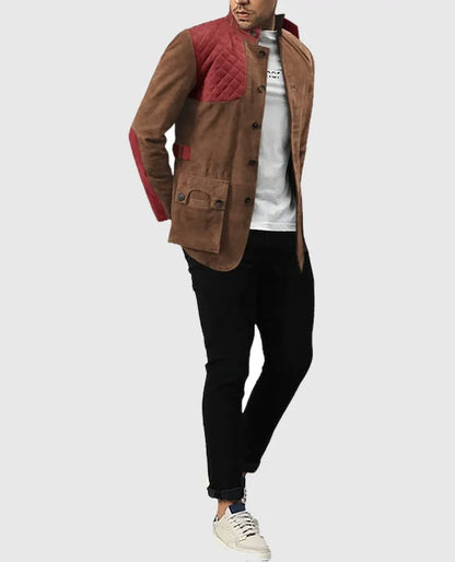 Men's Safari Hickory Suede Leather Blazer
