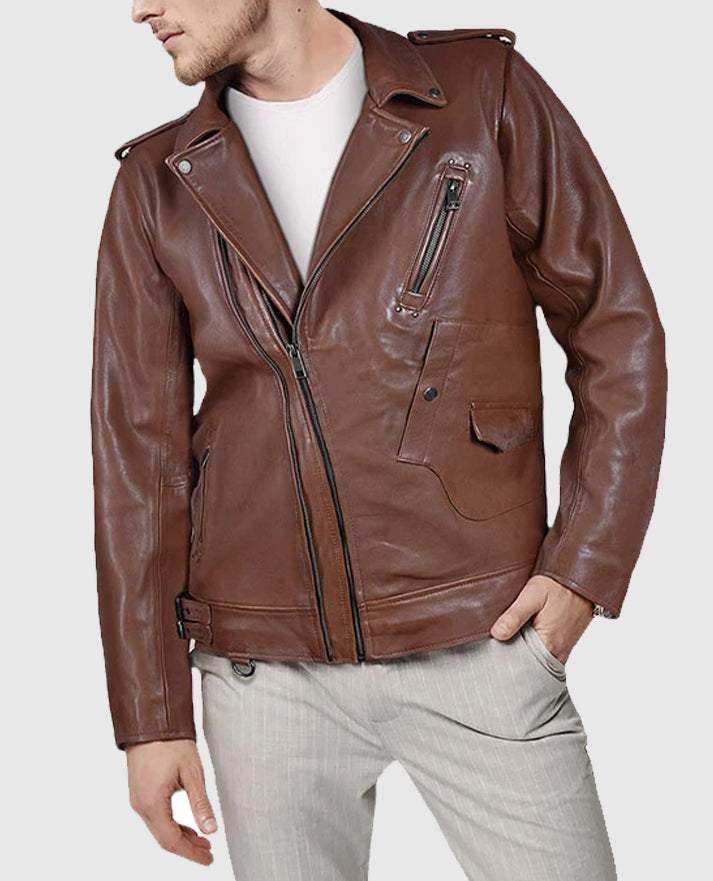 Men's Falcon Tan Rider Leather Jacket