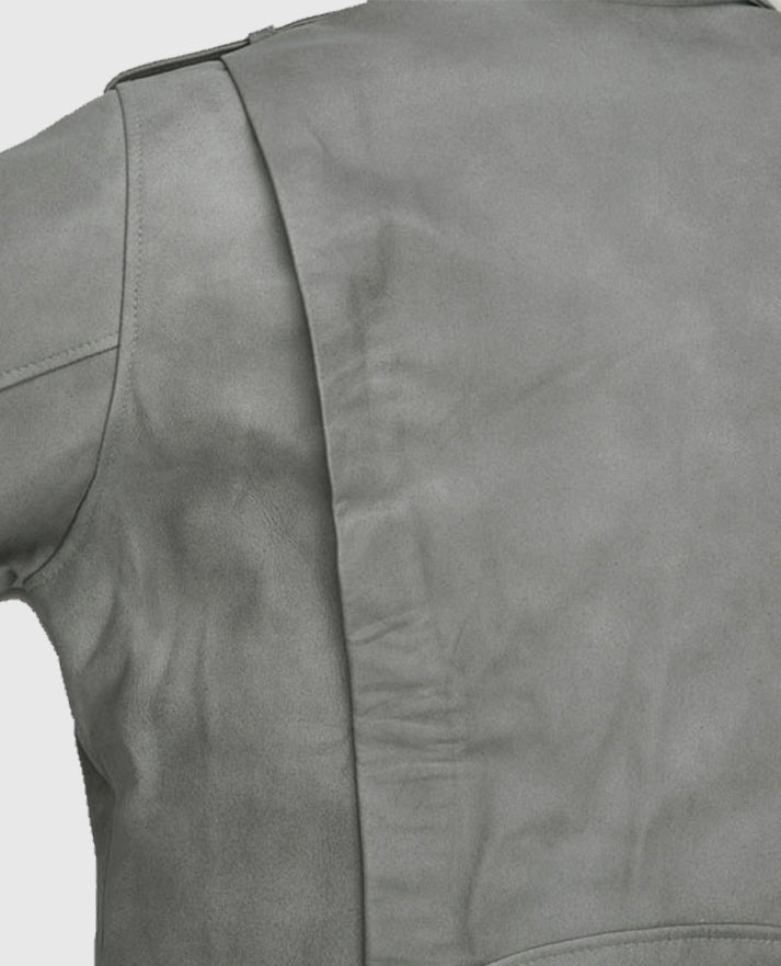 Women's Gray Suede Biker Leather Jacket