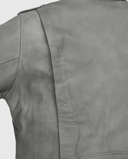 Women's Gray Suede Biker Leather Jacket