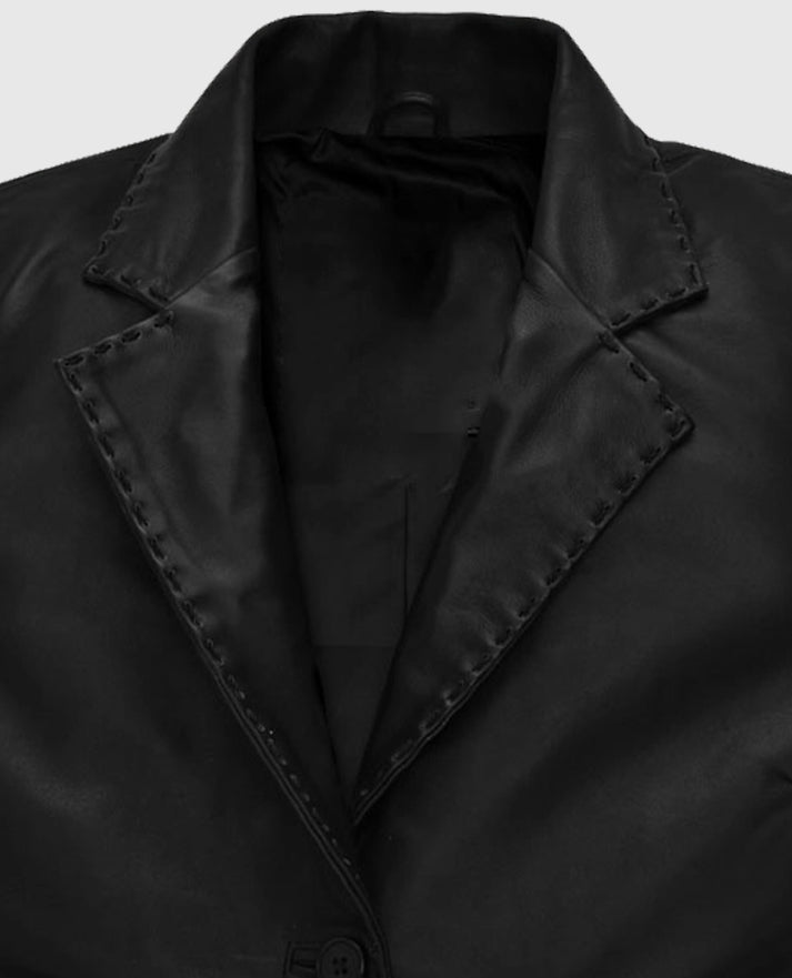 Zoe Kravitz Leather Long Coat