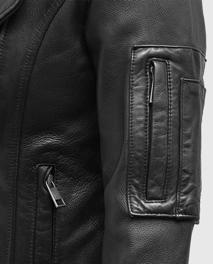 Karen Gillan Black Leather Jacket