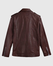 Men's Beast Burgundy Biker Leather Jacket