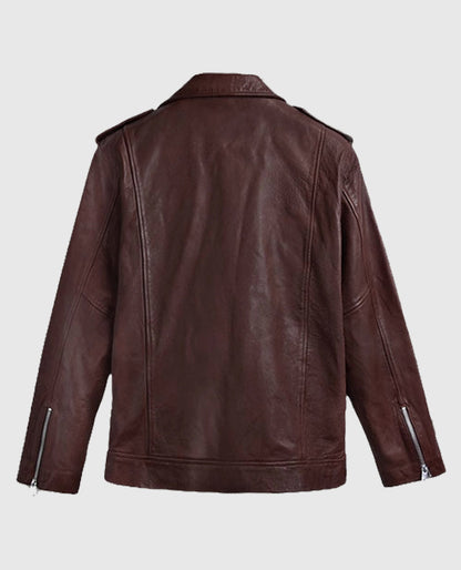 Men's Beast Burgundy Biker Leather Jacket