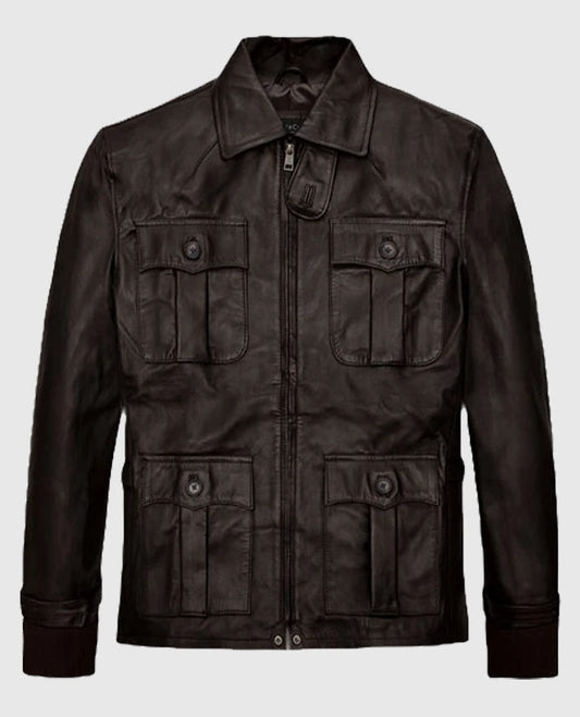 Aaron Eckhart Brown Leather Jacket