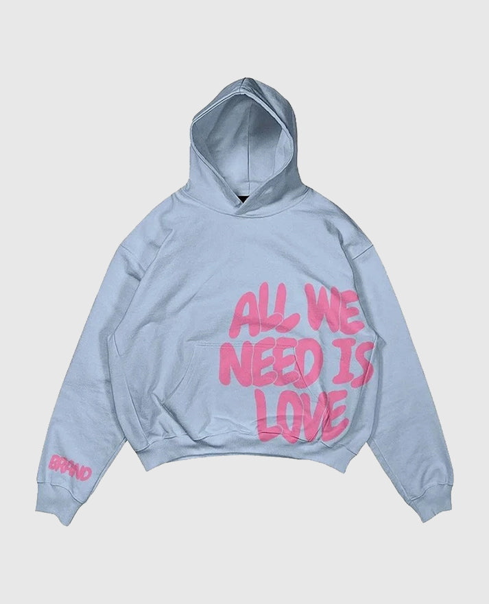 All We Need Is Love Blue Hoodie