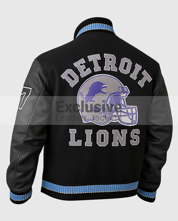 Axel Foley Detroit Lions Grey and Black Jacket