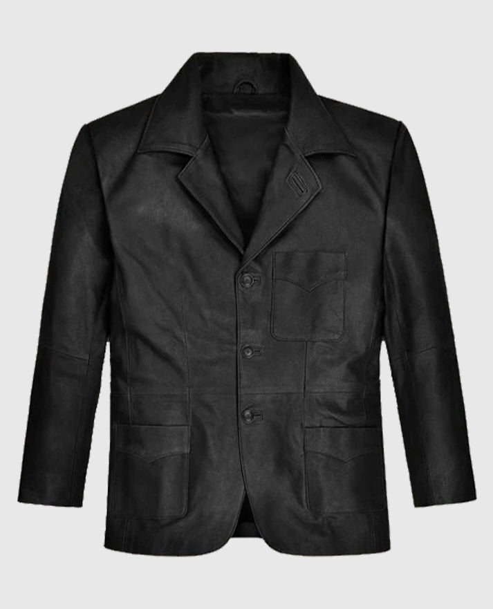 Ben Stiller Leather Black Blazer