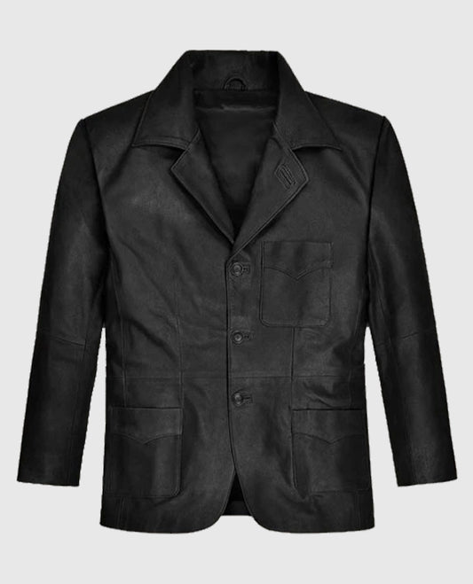 Ben Stiller Leather Black Blazer