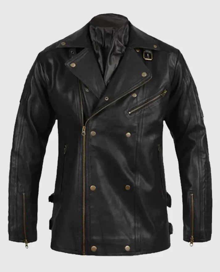 Black Biker Leather Jacket for Men
