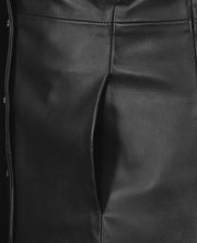 Black Selena Gomez Black Leather Long Coat