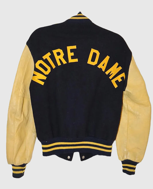 Black Tan Fighting Irish Notre Dame Letterman Jacket