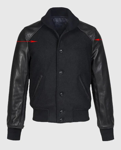 Black Varsity Leather Jacket