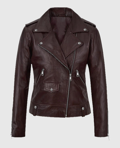 Burgundy Meghan Markle Leather Jacket