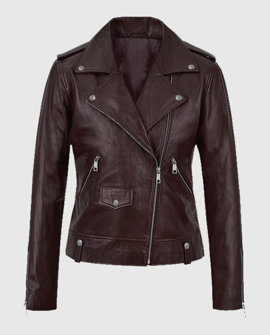 Burgundy Meghan Markle Leather Jacket