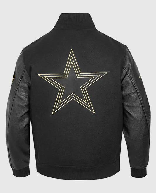 Dallas Cowboys Full-Zip Black Letterman Jacket