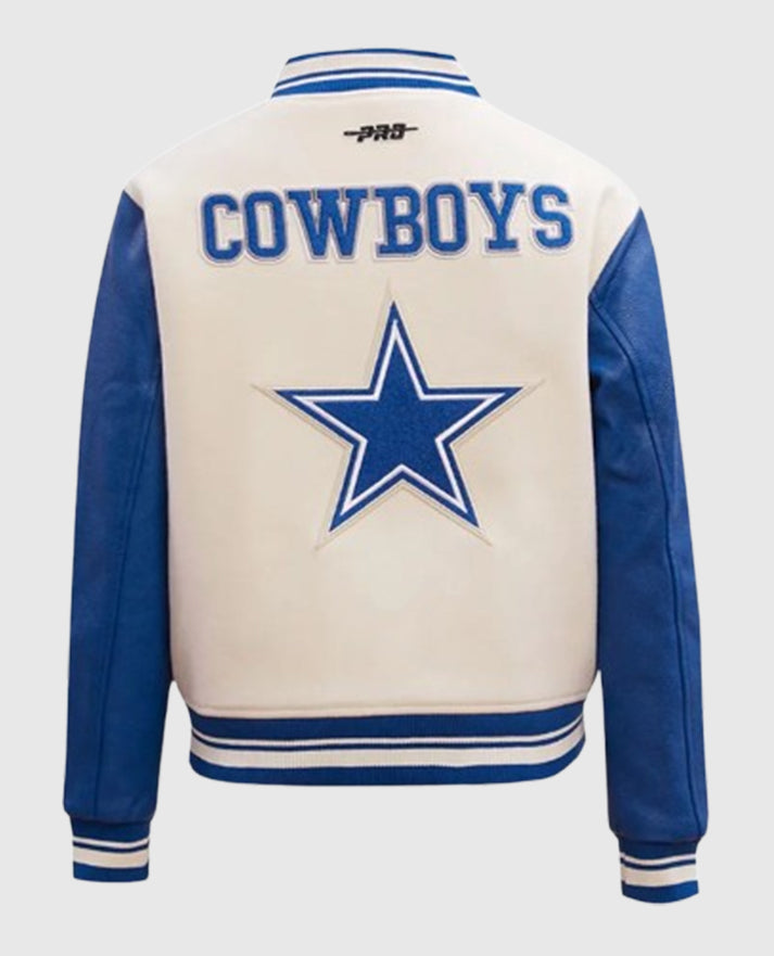 Dallas Cowboys Retro Classic Letterman Cream Jacket
