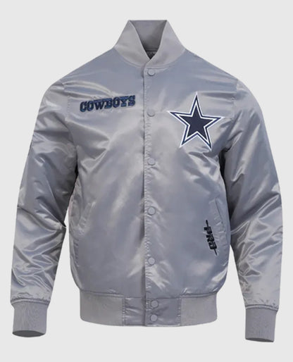 Dallas Cowboys Souvenir Satin Gray Varsity Jacket