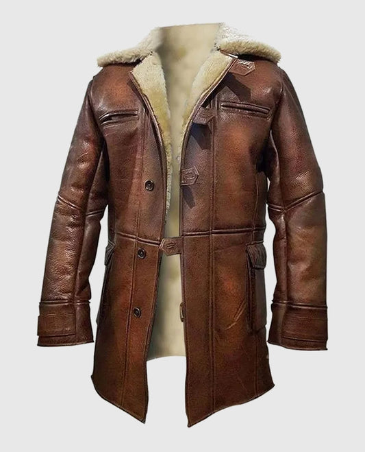 Dark Knight Rises Tom Hardy Shearling Leather Coat