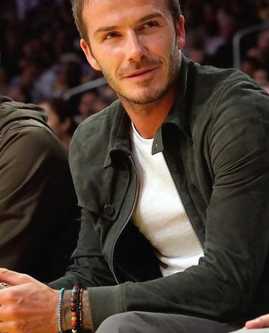 David Beckham Green Suede Leather Jacket