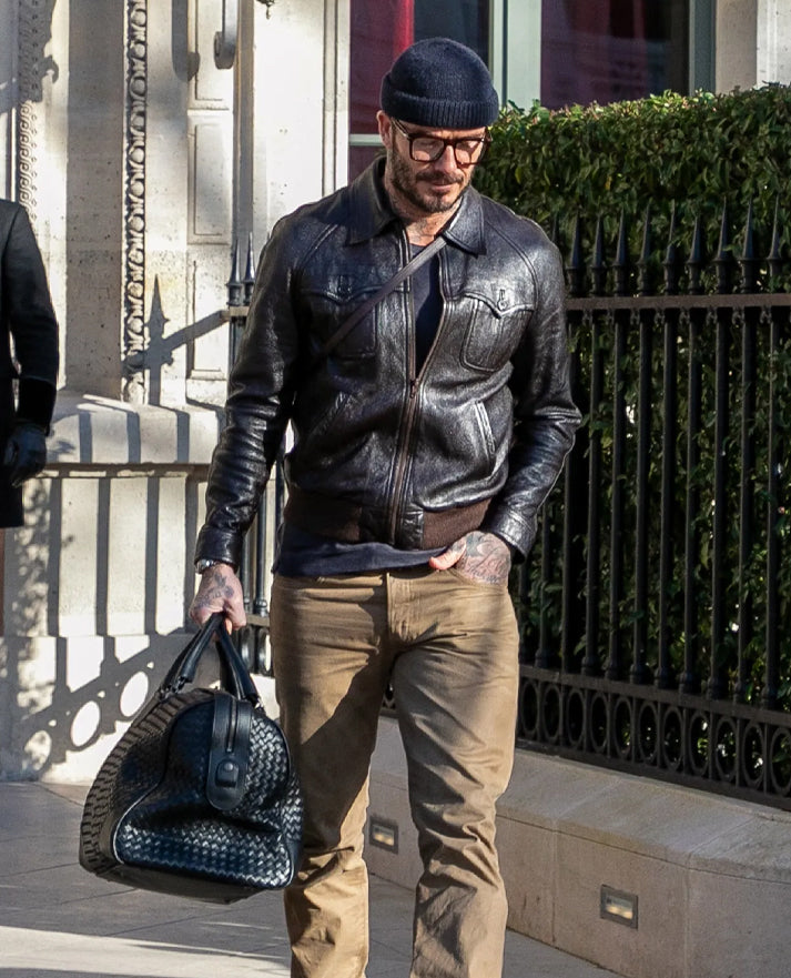 David Beckham Leather Brown Jacket