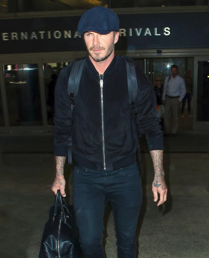David Beckham Suede Black Leather Jacket