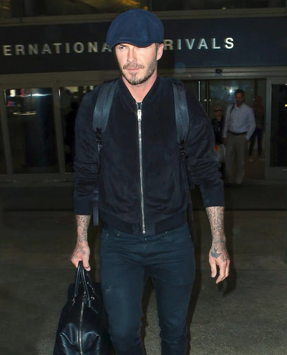 David Beckham Suede Black Leather Jacket
