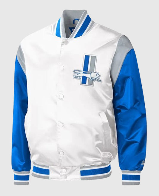 Detroit Lions Throwback Warm Up Pitch Satin Jacket