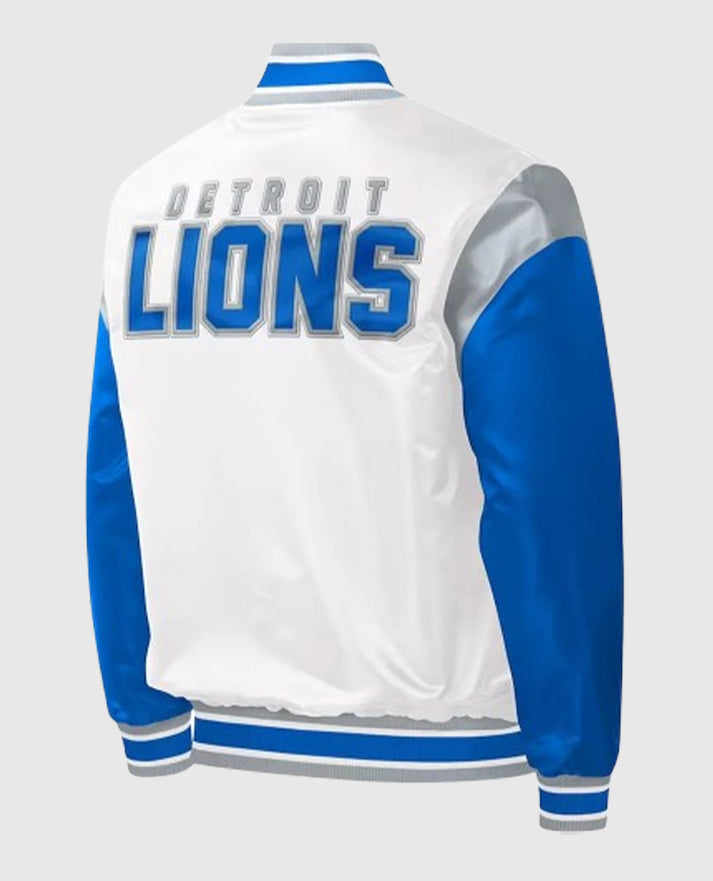 Detroit Lions Throwback Warm Up Pitch Varsity Satin Jacket