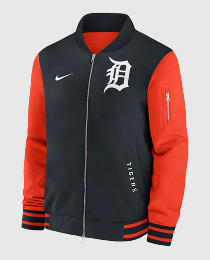 Detroit Tigers Dugout Bomber Full-Zip Black and Red Jacket