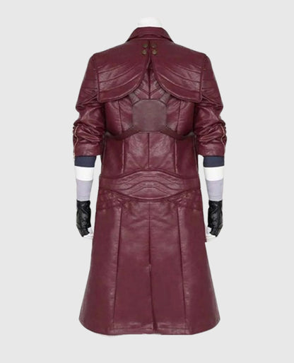 Devil May Cry 5 Dante Leather Maroon  Coat
