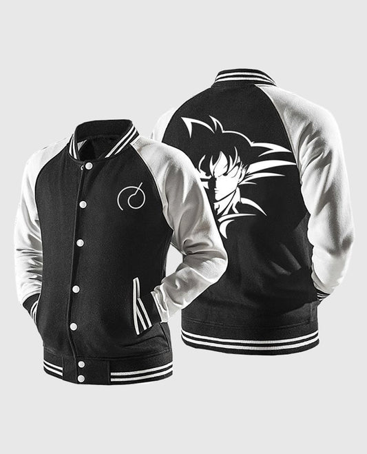 Dragon Ball Goku Black And White Letterman Jacket