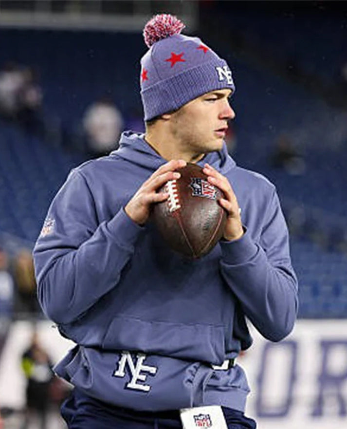 Drake Maye Patriots Rivalries Sideline Blue Hoodie