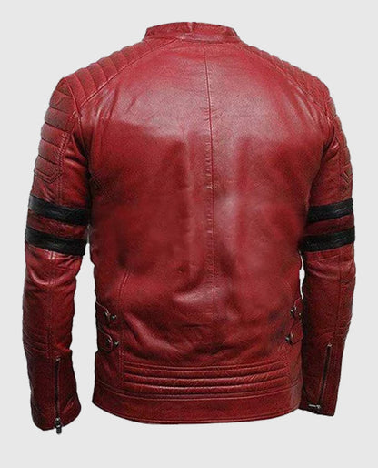 Fight Club Tyler Durden Retro Red n Black Leather Jacket