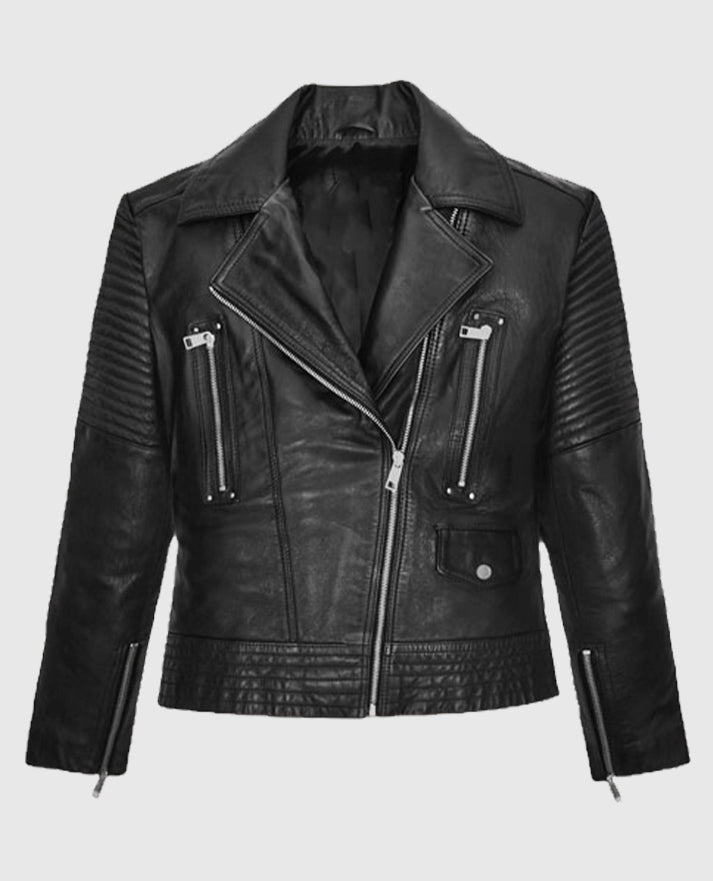 Gal Gadot Black Biker Leather Jacket