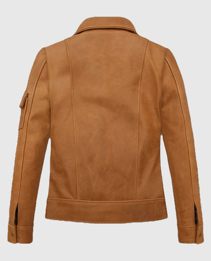 Gigi Hadid Canberra Tan Leather Jacket