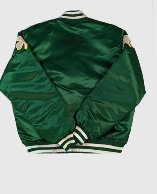 Green and White Basketball Game Day Jacket Black