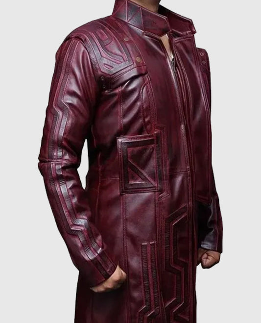 Guardians Of Galaxy 2 Peter Quill Maroon Trench Coat