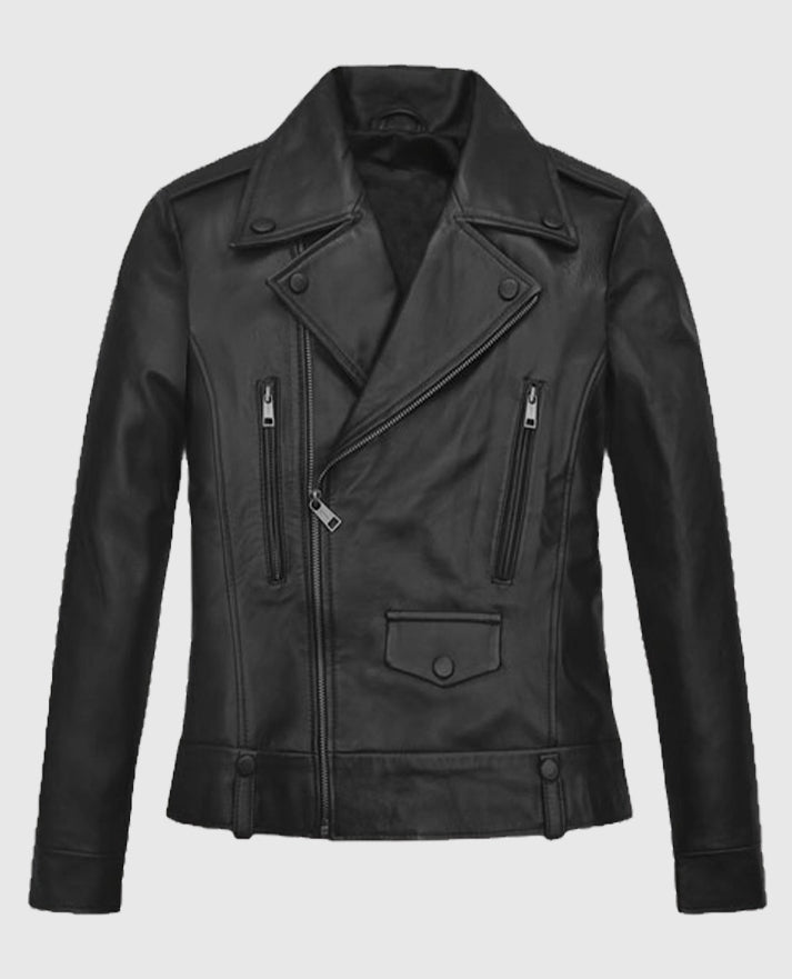 Hailey Baldwin Bieber Black Biker Leather Jacket