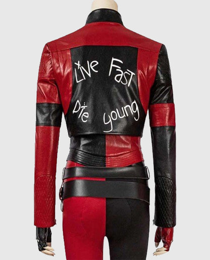 Harley Quinn Live Fast Die Black n Red Clown Jacket