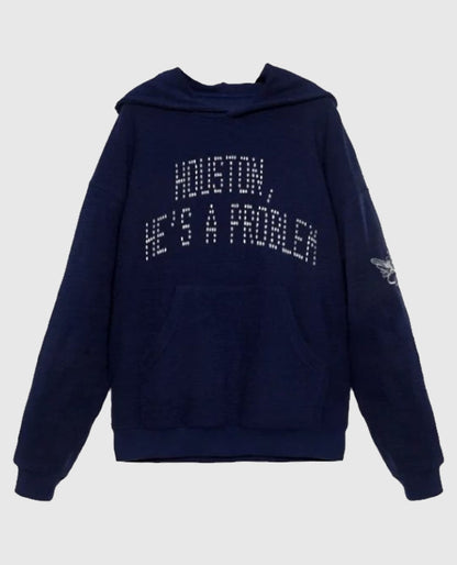 Houston, He's a Problem Racer Blue Hoodie