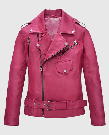 Jessica Alba Pink Leather Jacket