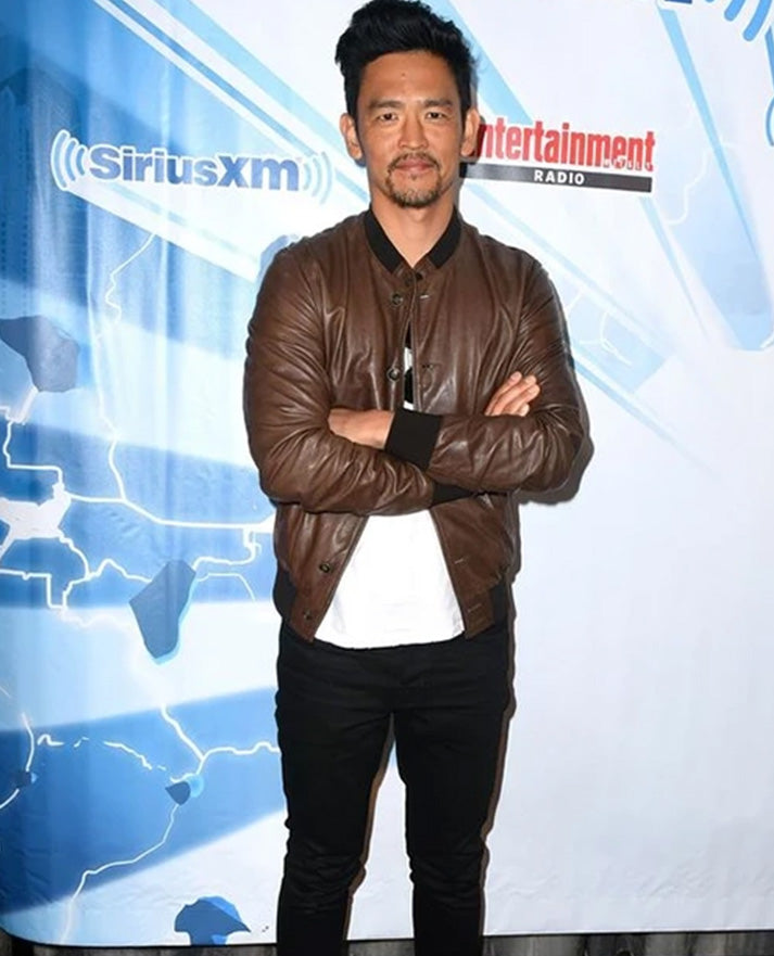 John Cho Leather Brown Jacket