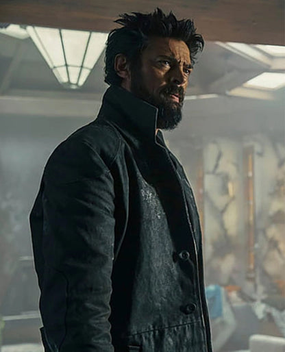 Karl Urban The Boys Leather Black Long Coat