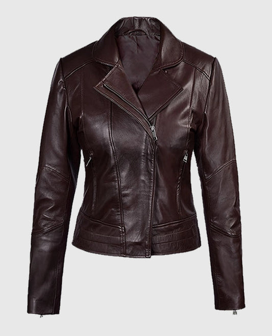 Katie Holmes Leather Burgundy Jacket